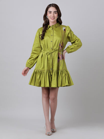 Lime green ruffle dress