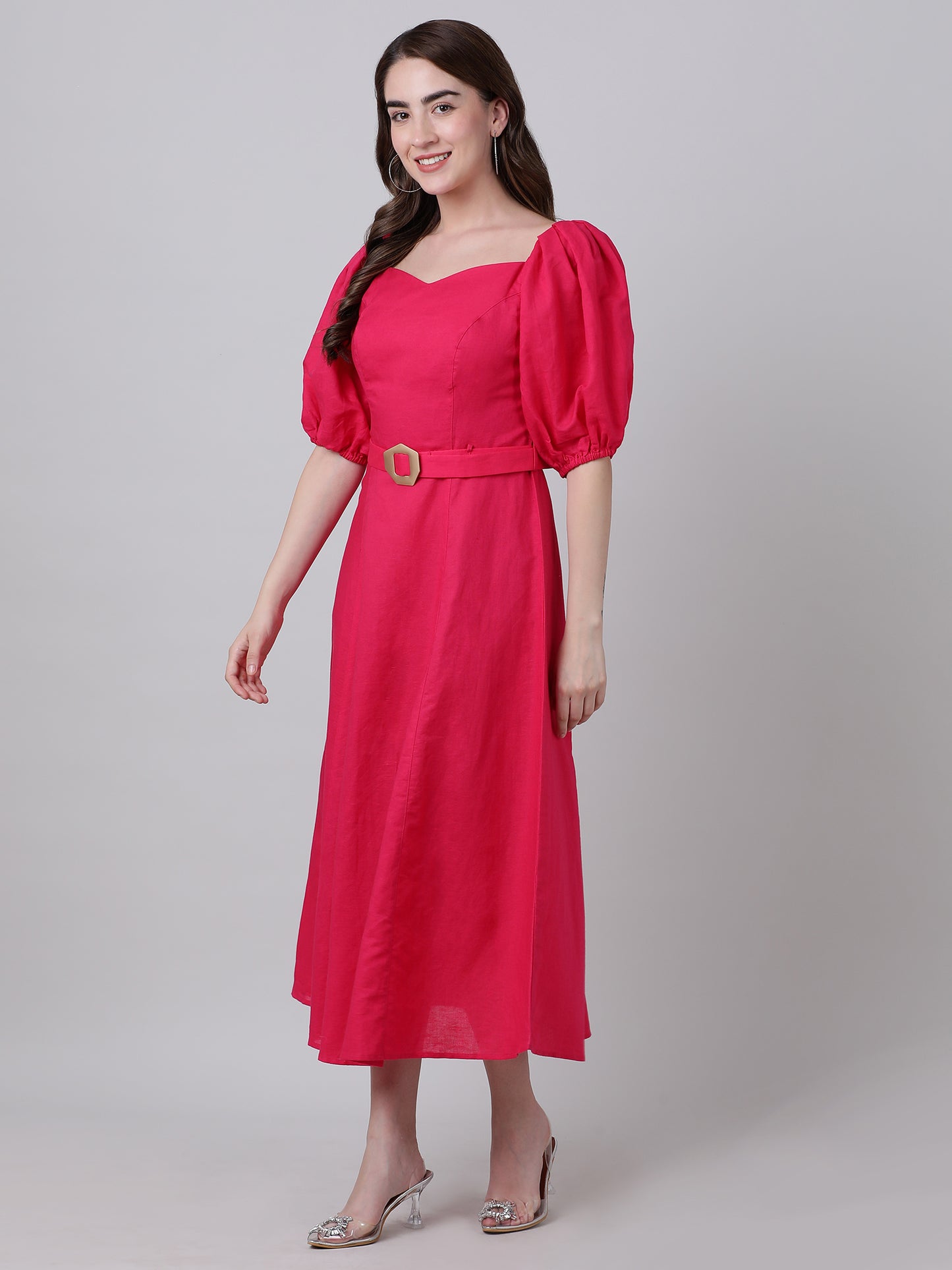 Pink linen dress