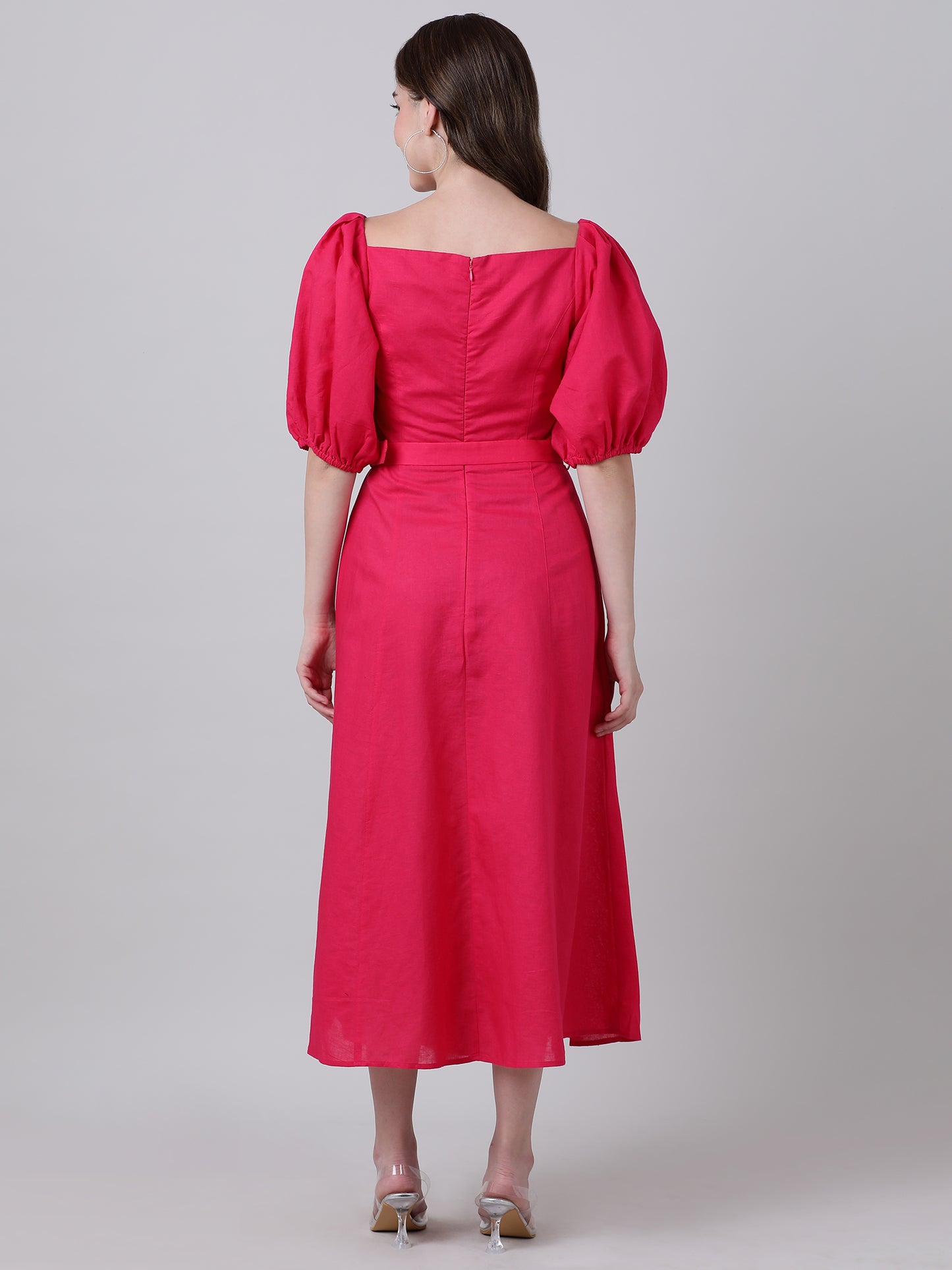 Pink linen dress