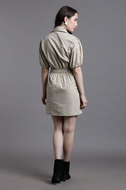 Beige Collared Dress