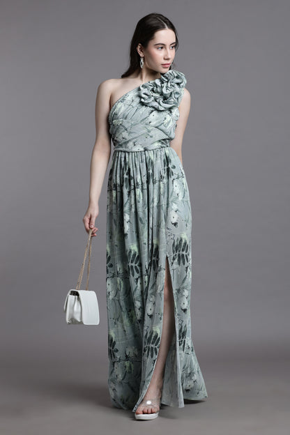 Green pleated dress