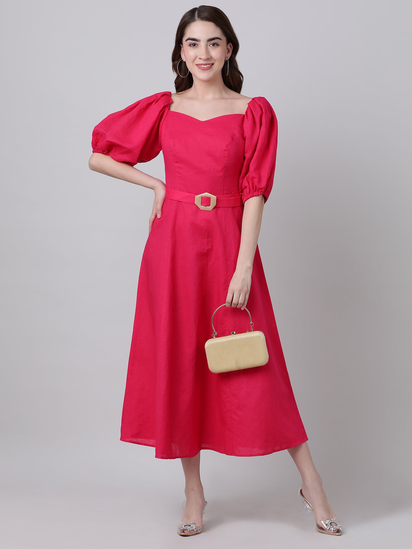 Pink linen dress