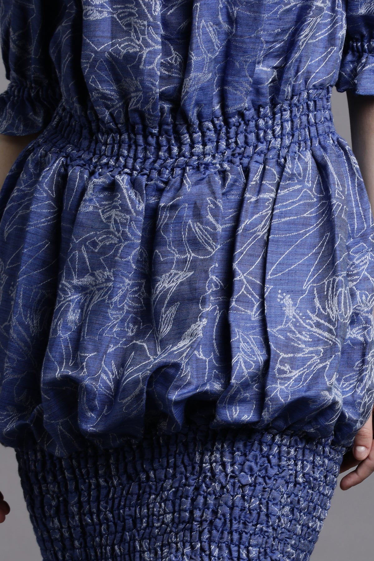 Blue Floral Linen Dress